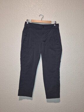 Athleta Trekkie Straight Crop Pants Women's 8 Dark Gray Hiking Travel